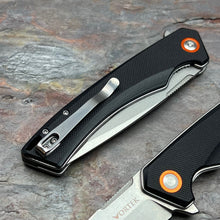 Load image into Gallery viewer, VORTEK STRAFE Black G10 D2 Tanto Blade Ball Bearing Flipper Folding Pocket Knife