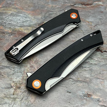 Load image into Gallery viewer, VORTEK STRAFE Black G10 D2 Tanto Blade Ball Bearing Flipper Folding Pocket Knife