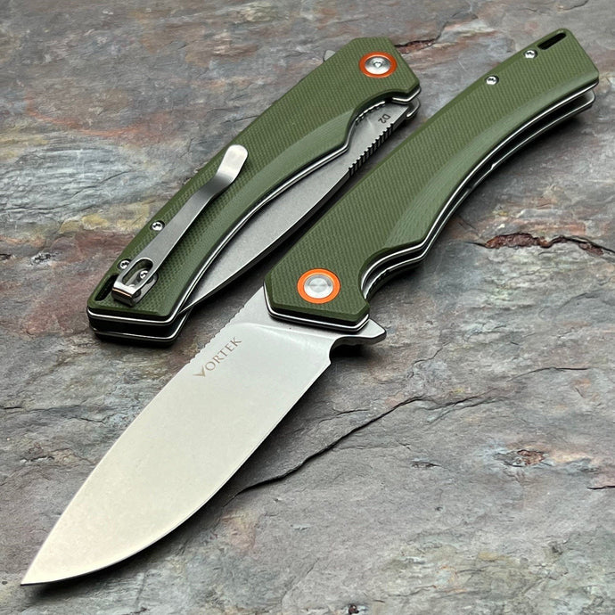 STRAFE - Green G10 Handles, D2 Blade