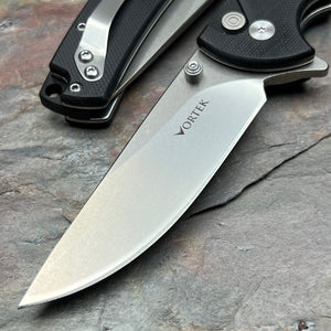 SHROUD - Black G10 Handles, D2 Blade, Button Lock