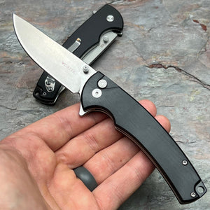 SHROUD - Black G10 Handles, D2 Blade, Button Lock