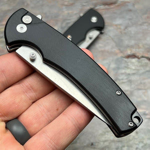 SHROUD - Black G10 Handles, D2 Blade, Button Lock