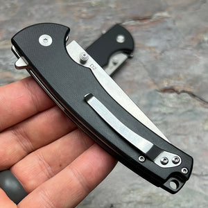 SHROUD - Black G10 Handles, D2 Blade, Button Lock