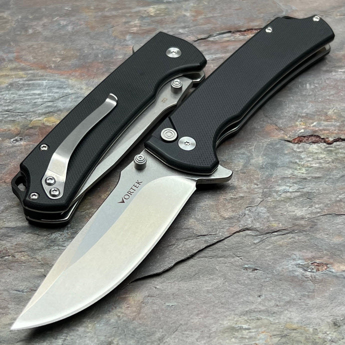 ECLIPSE - Black G10 Handles, D2 Blade, Button Lock