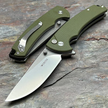 Load image into Gallery viewer, SHROUD - Green G10 Handles, D2 Blade, Button Lock