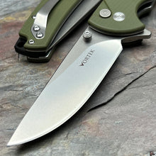 Load image into Gallery viewer, SHROUD - Green G10 Handles, D2 Blade, Button Lock