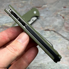 Load image into Gallery viewer, SHROUD - Green G10 Handles, D2 Blade, Button Lock