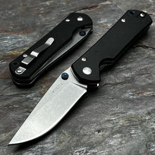 Load image into Gallery viewer, OTIS: Black Micarta Handles, D2 Drop Point Blade, Thumb Stud Opening, EDC Folding Pocket Knife