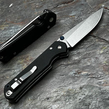 Load image into Gallery viewer, OTIS: Black Micarta Handles, D2 Drop Point Blade, Thumb Stud Opening, EDC Folding Pocket Knife