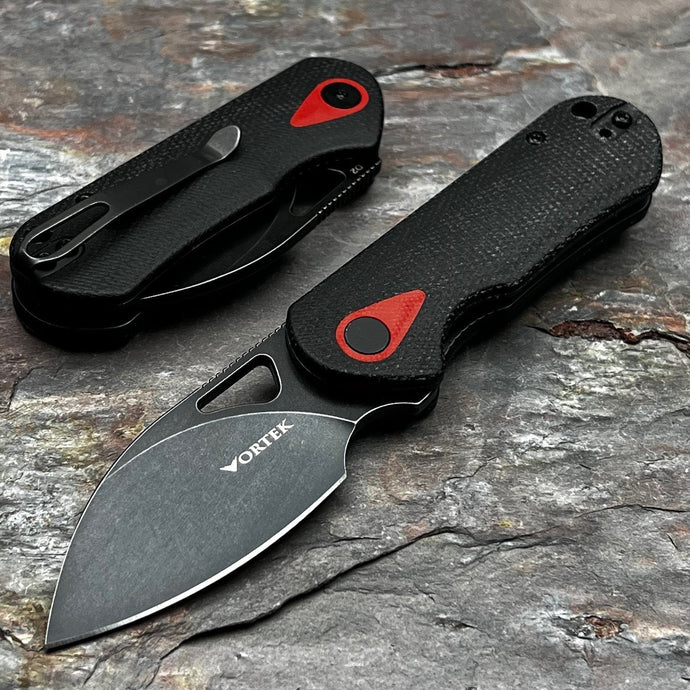 STUBBY - Black Micarta Handles, D2 Blade