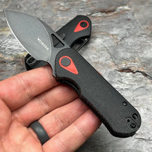 Load image into Gallery viewer, STUBBY:  Black Micarta Handles, D2 Drop Point Blade, Deep Carry Pocket Clip, Small EDC Folding Pocket Knife