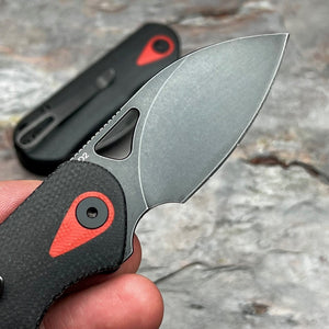 STUBBY:  Black Micarta Handles, D2 Drop Point Blade, Deep Carry Pocket Clip, Small EDC Folding Pocket Knife