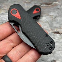 Load image into Gallery viewer, STUBBY:  Black Micarta Handles, D2 Drop Point Blade, Deep Carry Pocket Clip, Small EDC Folding Pocket Knife