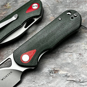 STUBBY - Green Micarta Handles, D2 Blade