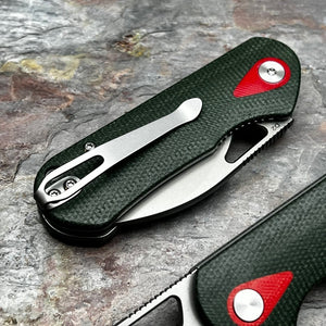 STUBBY - Green Micarta Handles, D2 Blade