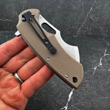 Load image into Gallery viewer, RHINO: D2 Cleaver Blade, Desert Tan G10 Handles, Ball Bearing Flipper Pivot System