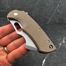 Load image into Gallery viewer, RHINO: D2 Cleaver Blade, Desert Tan G10 Handles, Ball Bearing Flipper Pivot System