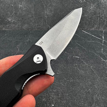 Load image into Gallery viewer, BRIGADE: Large D2 Drop Point Blade, Black G10 Handles,  Fast Open Ball Bearing Pivot System