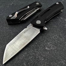 Load image into Gallery viewer, TADPOLE:  Black G10 Handles, D2 Sheepsfoot Blade,  Ball Bearing Flipper System