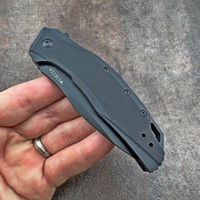 Load image into Gallery viewer, GROWLER: Black Oxide D2 Drop Point Blade, Black G10 Handles, Ball Bearing Flipper System