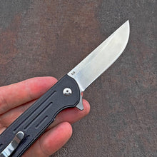 Load image into Gallery viewer, MALLARD:  D2 Straight Back Blade, Black G10 Handles,  Ball Bearing Flipper System