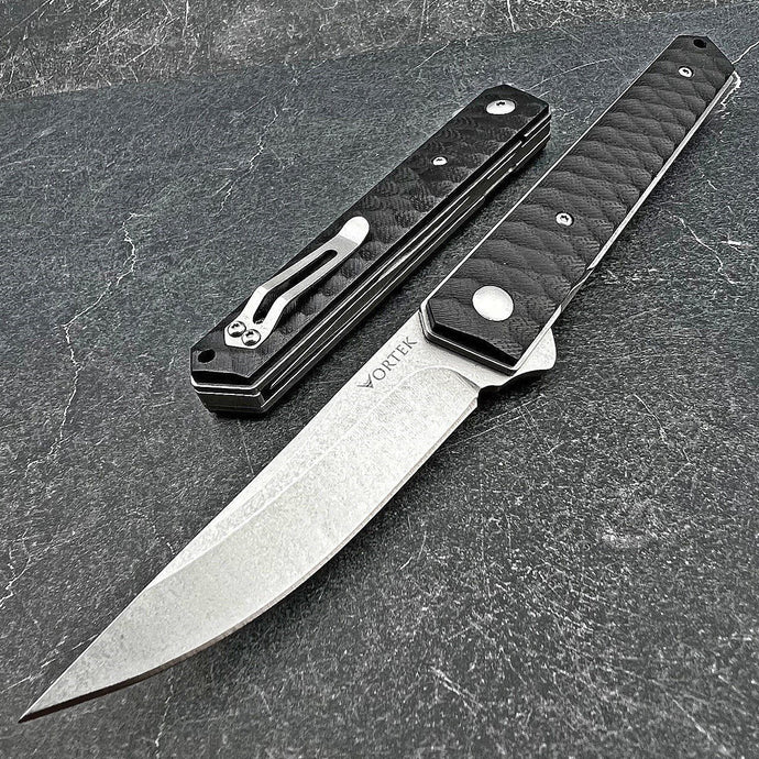 RONIN: Straight Back 8Cr13MoV Blade, Black G10 Handles, Ball Bearing Flipper System