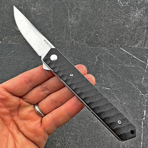 RONIN: Straight Back 8Cr13MoV Blade, Black G10 Handles, Ball Bearing Flipper System