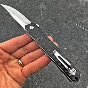 RONIN: Straight Back 8Cr13MoV Blade, Black G10 Handles, Ball Bearing Flipper System