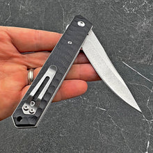 Load image into Gallery viewer, RONIN: Straight Back 8Cr13MoV Blade, Black G10 Handles, Ball Bearing Flipper System