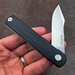 SPARROW: Slim Designed Frame Lock, 9Cr18MoV Blade,  Black G10 Handle,  Ball Bearing Flipper System