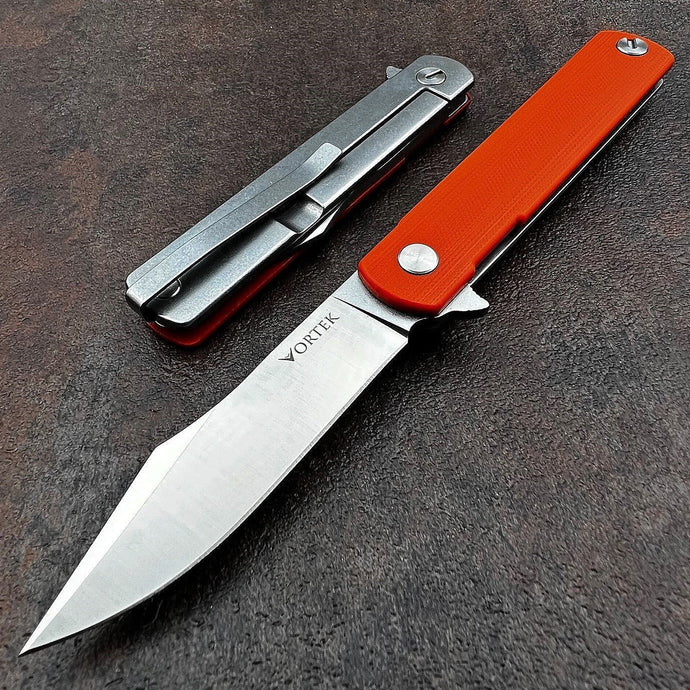 SPARROW - 9Cr18MoV Drop Point Blade, Orange G10, Frame Lock