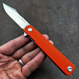 SPARROW:  Slim Designed Frame Lock Knife, 9Cr18MoV Drop Point Blade,  Ball Bearing Flipper System