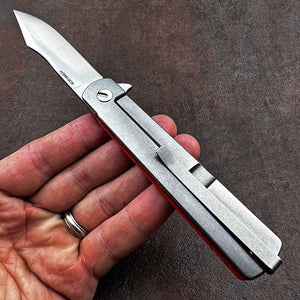 SPARROW:  Slim Designed Frame Lock Knife, 9Cr18MoV Drop Point Blade,  Ball Bearing Flipper System