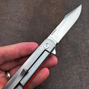 SPARROW:  Slim Designed Frame Lock Knife, 9Cr18MoV Drop Point Blade,  Ball Bearing Flipper System