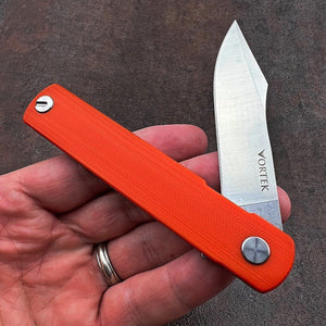 SPARROW:  Slim Designed Frame Lock Knife, 9Cr18MoV Drop Point Blade,  Ball Bearing Flipper System