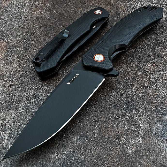 ADMIRAL - Black D2 Drop Point Blade, Black G10 Handles