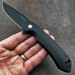 ADMIRAL - Black D2 Drop Point Blade, Black G10 Handles