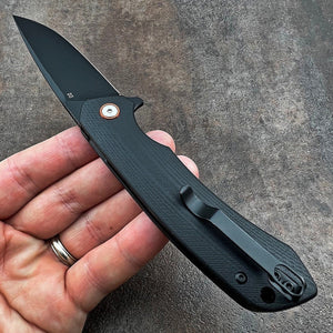 ADMIRAL - Black D2 Drop Point Blade, Black G10 Handles