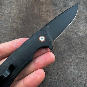 ADMIRAL - Black D2 Drop Point Blade, Black G10 Handles