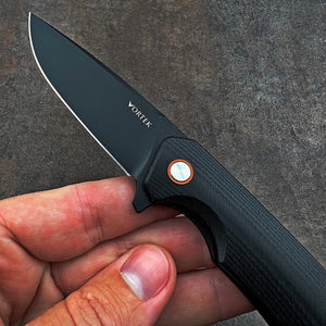 ADMIRAL - Black D2 Drop Point Blade, Black G10 Handles