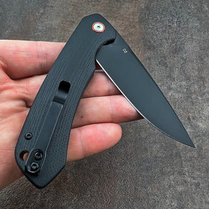 ADMIRAL - Black D2 Drop Point Blade, Black G10 Handles