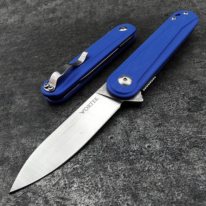 CRICKET - D2 Drop Point Blade, Blue G10 Handles