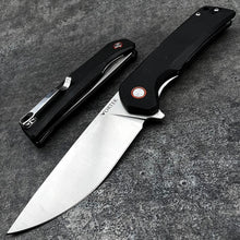 Load image into Gallery viewer, RIPTIDE:  Tactical Black G10 Handles, D2 Drop Point Blade,  Ball Bearing Flipper System