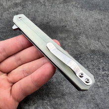 Load image into Gallery viewer, SKYLINE:  Slim Executive Design, Jade G10 Handles, D2 Tanto Blade, Ball Bearing Flipper System