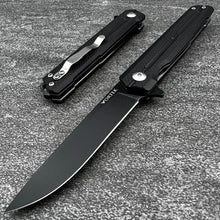 Load image into Gallery viewer, NOVA: Tactical Black G10 Handle, D2 Slim Design Black Blade,  Ball Bearing Flipper System