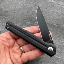 Load image into Gallery viewer, NOVA: Tactical Black G10 Handle, D2 Slim Design Black Blade,  Ball Bearing Flipper System