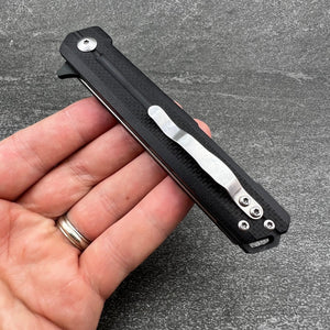 NOVA: Tactical Black G10 Handle, D2 Slim Design Black Blade,  Ball Bearing Flipper System