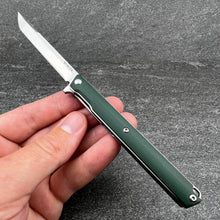 Load image into Gallery viewer, HANCOCK:  Green G10 Handles, Slim lightweight Design, D2 Tanto Blade,  Ball Bearing Flipper System