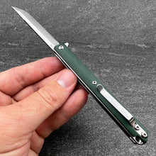 Load image into Gallery viewer, HANCOCK:  Green G10 Handles, Slim lightweight Design, D2 Tanto Blade,  Ball Bearing Flipper System