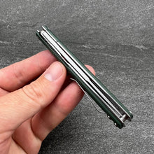 Load image into Gallery viewer, HANCOCK:  Green G10 Handles, Slim lightweight Design, D2 Tanto Blade,  Ball Bearing Flipper System